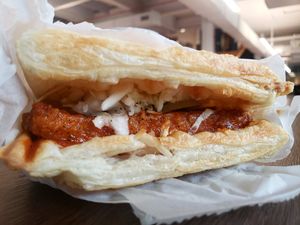 Spicy chikn paffle at Iron Paffles & Coffee in Charlottesville