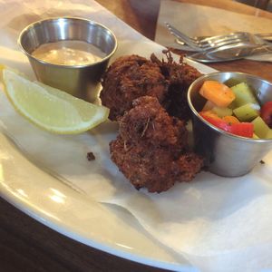 Bayless cakes (vegan crab cakes) at Village Taco in Alexandria