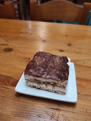 Dessert - tiramisu at Krishna Lunch in Barcelona