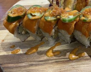 Inferno roll  at Huntington Ramen & Sushi in Fullerton
