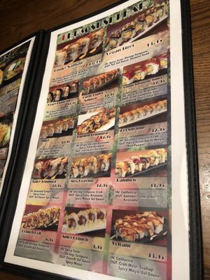 vegan sushi menu at Huntington Ramen & Sushi in Fullerton