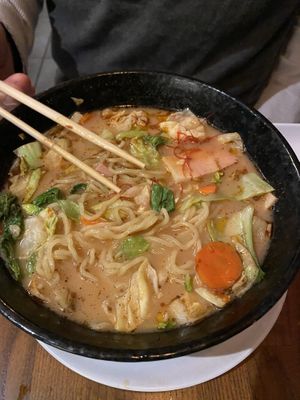 Garlic based ramen were tasty at Huntington Ramen & Sushi in Fullerton