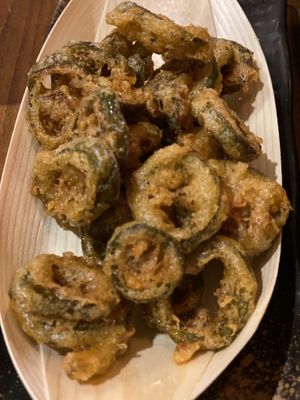 Oily fried jalapeños  at Huntington Ramen & Sushi in Fullerton