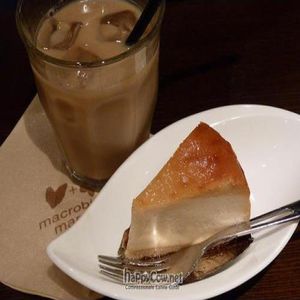 Iced soy latte, and tofu cake. at The Biokura Cafe in Tokyo