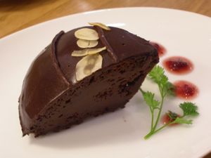 Chocolate cake. at The Biokura Cafe in Tokyo