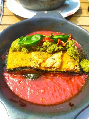 Lasaña vegana con berenjena y pesto at Zizzi - Suffolk St in Dublin