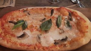 Vegan pizza with mushrooms at Zizzi - Suffolk St in Dublin