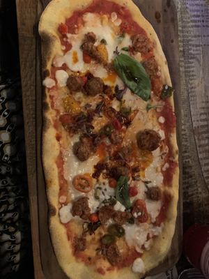 Vegan harissa meatball pizzaa  at Zizzi - Suffolk St in Dublin