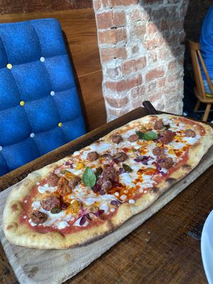 Vegan Meatless Meatball Pizza. Was very good!   at Zizzi - Suffolk St in Dublin
