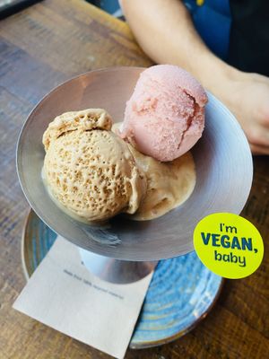 Salted Caramel gelato & Strawberry Sorbet. This was hands down some of the best sorbet and gelato we’ve had! So tasty   at Zizzi - Suffolk St in Dublin