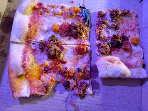 Aubergine meatball pizza at Zizzi - Suffolk St in Dublin