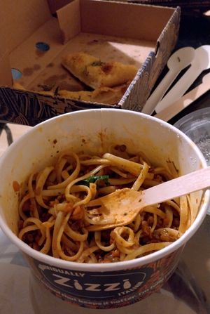 Lentil ragu and vegan garlic bread at Zizzi - Suffolk St in Dublin