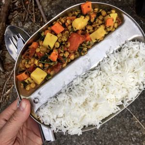 East African Lentil Stew
A hearty, lightly spicy, earthy, delicious, nutritious East African Stew. Protein loaded lentils, potatoes, carrots and kale simmered with tomatoes and warm spices served over basmati rice. at Chip and Kale in Pittsburgh