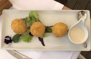 Amazing arancini filled with cardoncello mushrooms   at Pesto di Pistacchio in Trani