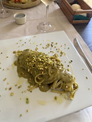 Pistachio pasta  at Pesto di Pistacchio in Trani