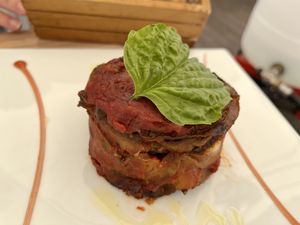 Eggplant parmigiana   at Pesto di Pistacchio in Trani