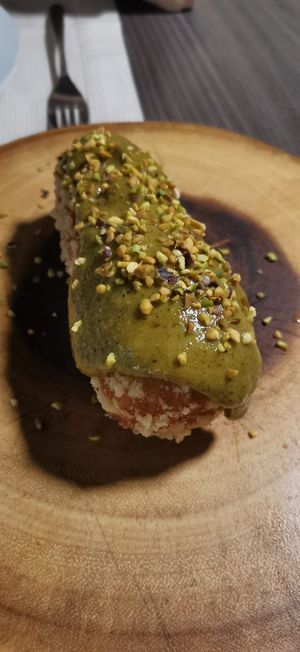 Potato croquette with pistachio cream at Pesto di Pistacchio in Trani
