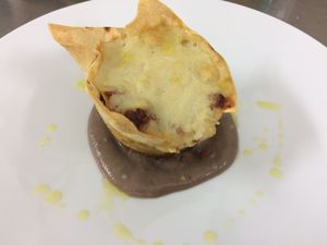 Cupcake lasagna with cacao bechamel  at Pesto di Pistacchio in Trani