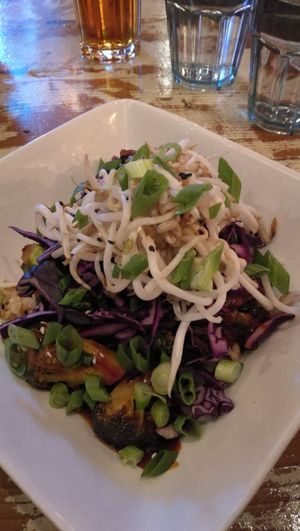 Ginger beefless bowl at MeeT in Yaletown in Vancouver