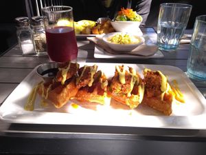 Chick'n and waffles  at MeeT in Yaletown in Vancouver