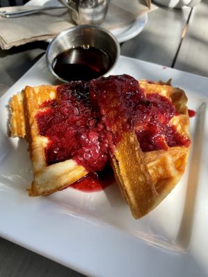 With a side of waffles (all GF)  at MeeT in Yaletown in Vancouver
