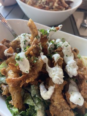 Caesar Salad and fried oyster mushrooms   at MeeT in Yaletown in Vancouver