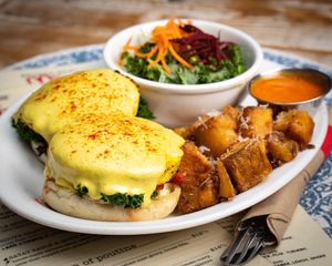 STEAK & MUSHROOM BENNY  at MeeT in Yaletown in Vancouver