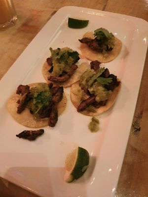 Vegan steak Tostadas at MeeT in Yaletown in Vancouver