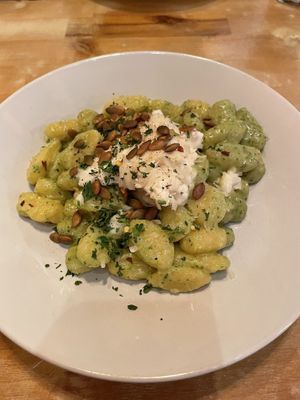 Pesto gnocch with whipped feta  at MeeT in Yaletown in Vancouver