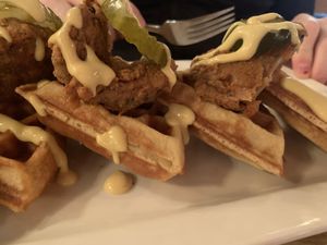 Nashville Chickun and waffles   at MeeT in Yaletown in Vancouver