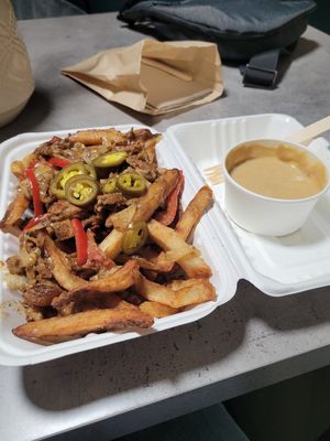 Philly Cheezsteak Poutine at MeeT in Yaletown in Vancouver