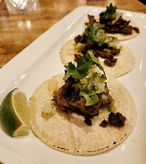 Steak Tacos at MeeT in Yaletown in Vancouver