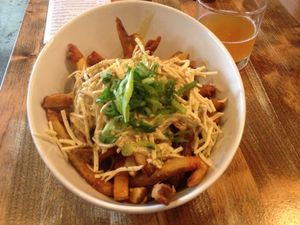 Vegan poutine! at MeeT in Yaletown in Vancouver
