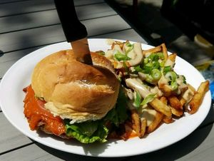 Angry Burg with Groovy Gravy Fries at MeeT in Yaletown in Vancouver