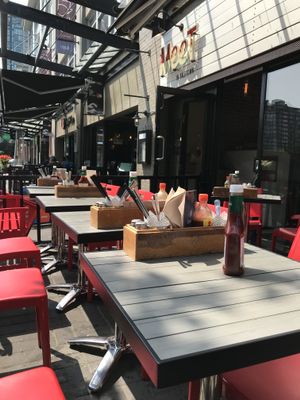 Outside tables  at MeeT in Yaletown in Vancouver