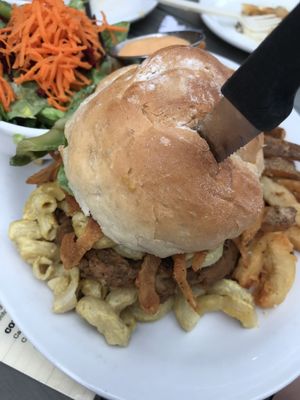 The Mighty Mac Burger at MeeT in Yaletown in Vancouver