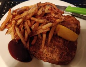 Vegan fish and chips (takeout!) at Hometown Sports Grill in Ottawa