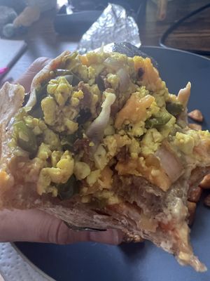 Not the best picture but the western tofu wrap is yummy!  at Hometown Sports Grill in Ottawa