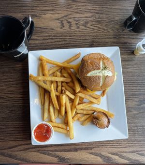 Monday Special - Half Price Impossible Burger with fries and vegan mini muffin and ketchup   at Hometown Sports Grill in Ottawa
