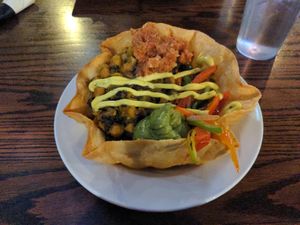 Vegan burrito bowl at Hometown Sports Grill in Ottawa