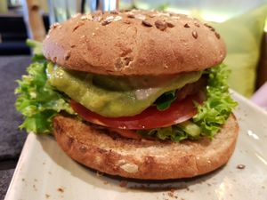 Avocado burger at Hans Im Glück in Berlin