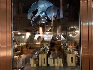 view to outside eating area (summer) at Hans Im Glück in Berlin