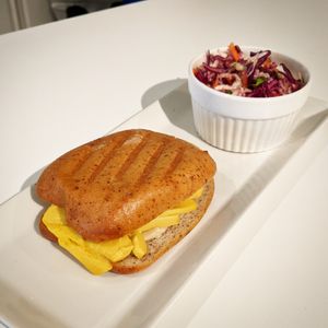 Grilled Cheese Panini with house made vegan cheese. at Gratify Foods in Penticton