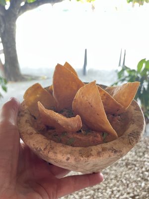 Sikil pak - Yucatan spread made of pumpkin seeds  at El Cocodrilo in Coba