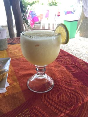 Orange and pineapple juice  at El Cocodrilo in Coba