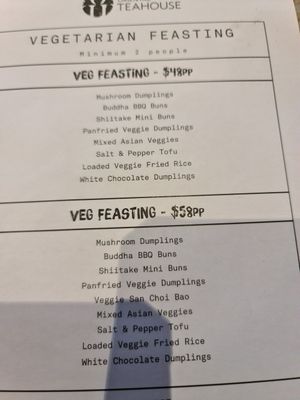 Feasting menu at Oriental Teahouse in South Yarra