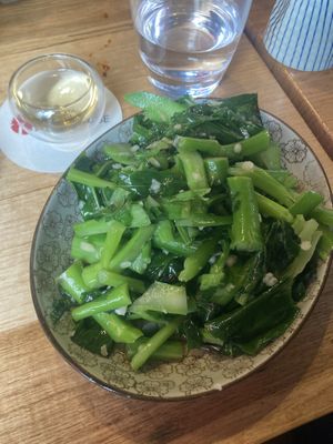 Greens with garlic  at Oriental Teahouse in South Yarra