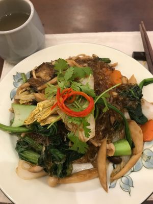 I had the vegetarian noodles and I would rate them 10/10! Really good price (only 99,000) and just sooo yummy. But they also had lots of other choices on the menu.  at Senta Vegetarian in Nha Trang