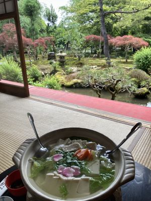 Yudofu with a view  at Tofu Restaurant Seigen-in - 西源院 in Kyoto