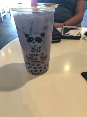Taro tea with coconut milk and boba  at Bing's Boba Tea in Tucson